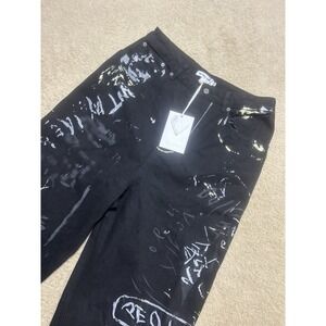 Y2K Aelfric Eden Graffiti Loose Jeans Size 34 Black Wide Leg Baggy Button Fly‎